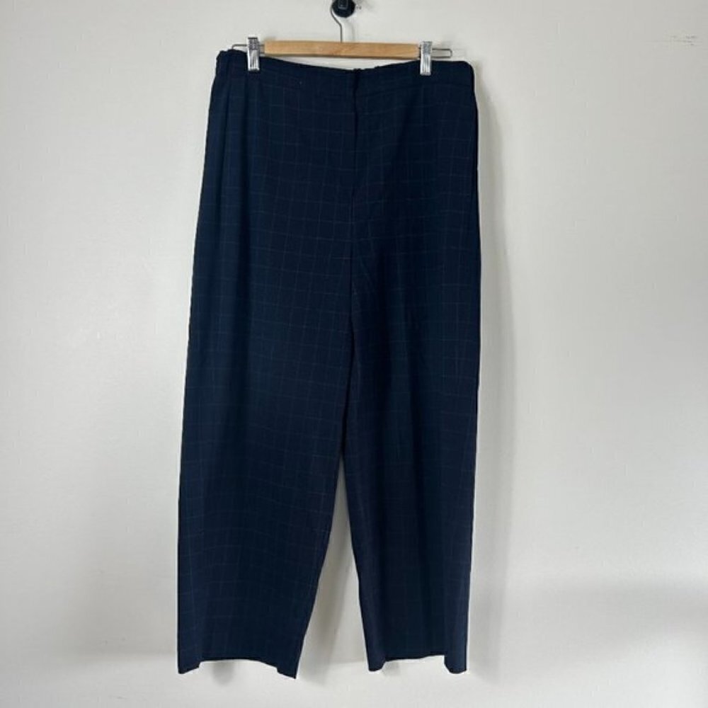 Norse Projects Anea Grid Navy Plaid Wide Leg Pants 40